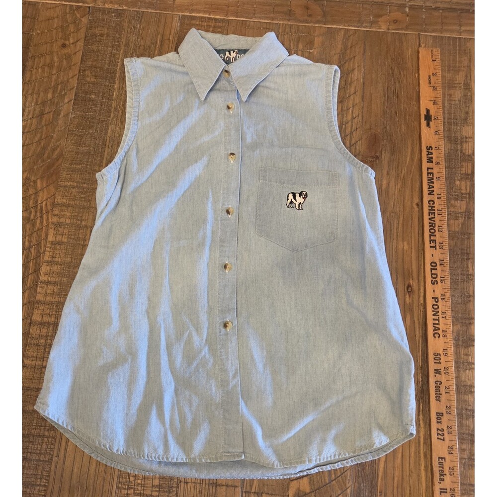 Sleeveless Big Dog Denim Button-up Size Small